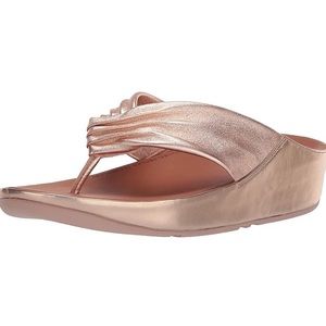 Fitflops platform sandals rose gold sandals thongs leather upper Fit-flops shoes